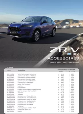 Catalogus van Honda in Velserbroek | Honda ZR-V e:HEV — Prijslijst Accessoires | 2025-04-17T00:00:00.000Z - 2025-05-01T00:00:00.000Z